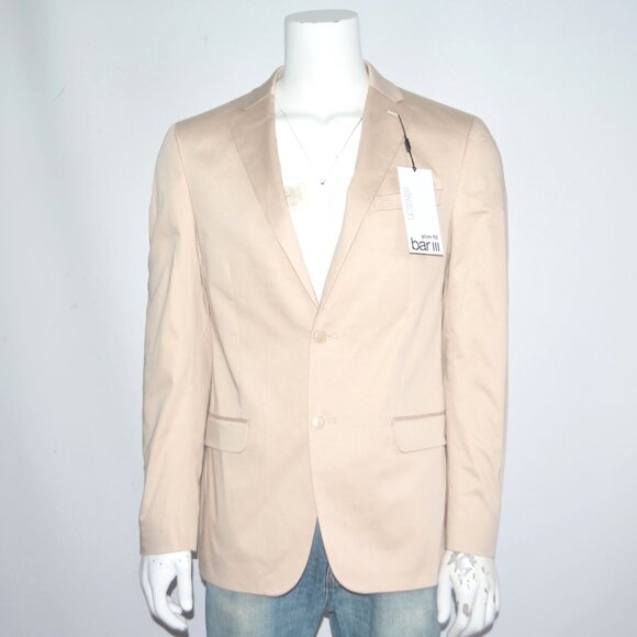 Bar III Men's Slim-Fit Cotton Stretch Solid Suit Jacket Tan B4HP $360 - Picture 2 of 6